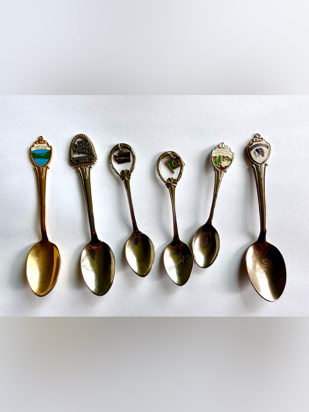 Set of 6 Silver-Tone vintage Washington state Collectible Souvenir Spoons